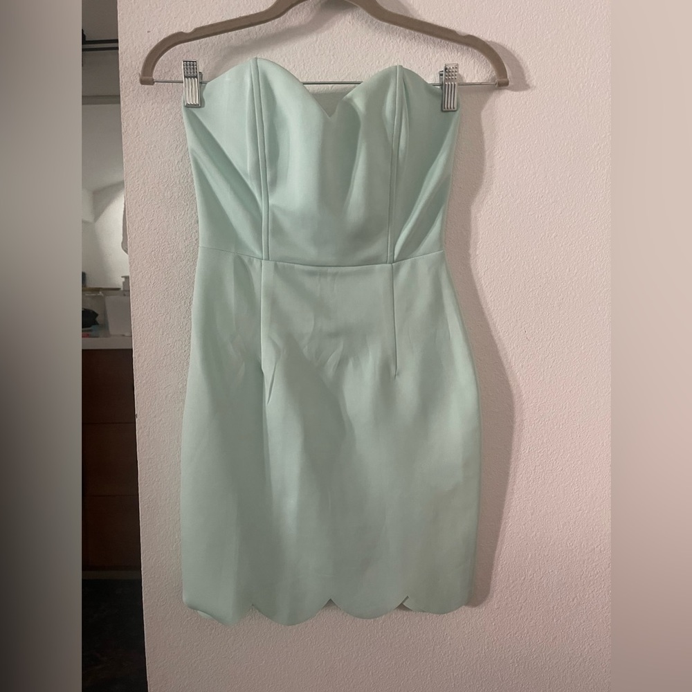Scalloped mini mint dress
